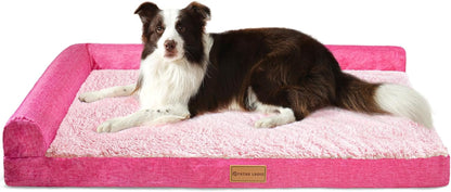 Patas Lague Orthopedic Large Dog Bed Pet Sofa Beds 36''X24'' Black | L Bolster Egg-Crate Foam Dog Couch for Large Sized Dogs, Waterproof Removable Washable Cover, Pet Mat with Nonskid Bottom23