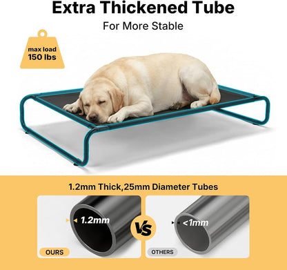 Veehoo Cooling Elevated Dog Bed, Outdoor Dog Bed for Large Dogs, Raised Dog Cot with Thickened Frame, Durable Teslin Mesh & Anti-Slip Rubber Feet, Pet Hammock for Indoor or Camping, 41" X 26", Black3