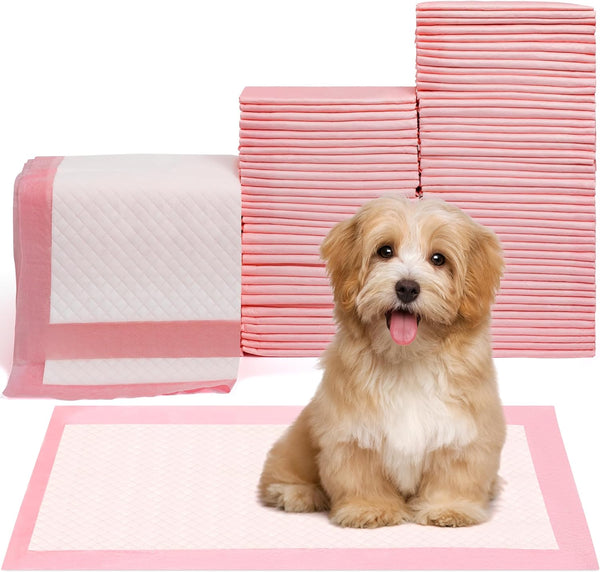 Pet Toilet Training Pads 100Count Disposable Puppy Pee Pads 18" X 13" for Dogs, Ultra Absorbent|Quick Dry|Leak-Proof Pet Potty Pads for Dog, Cat, Rabbits and Guinea Pigs (Pink)1