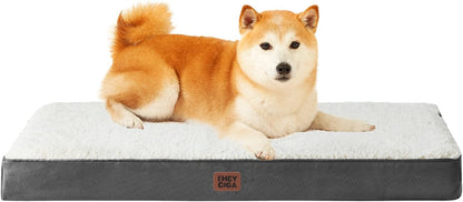 EHEYCIGA Orthopedic Dog Bed Large with Removable Washable Cover,Grey,41X27 | Egg Crate Foam Support,Durable Oxford Fabric,Non-Slip Bottom,Machine Washable,Soft Waterproof Plush Pet Bed Mat for Crate99