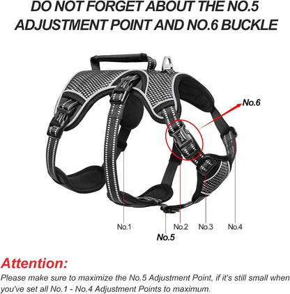 HEELE Dog Harness, Escape Proof Dog Harness, Release on Neck, No Pull Reflective Adjustable Vest with Durable Handle, Dog Harness for Outdoor Training Walking, Dog Harness for Large/Active Dogs, L7