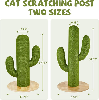 Cat Scratching Post with Solid Wood Base,39.37" Hx17.71 Lx17.71 W Tall Scratching Posts for Indoor Cats Adults,Cactus Thick Columns,Durable Lambswool and Jute,Large Scratcher Post (Large)6