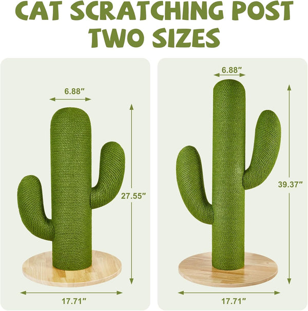 Cat Scratching Post with Solid Wood Base,39.37" Hx17.71 Lx17.71 W Tall Scratching Posts for Indoor Cats Adults,Cactus Thick Columns,Durable Lambswool and Jute,Large Scratcher Post (Large)6