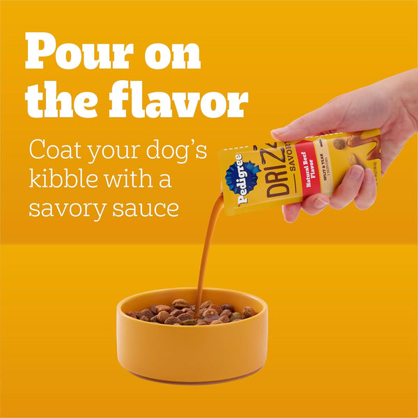 Pedigree Drizzlers Savory Sauce Wet Dog Pouch, Multipack, 16 Count, 2-Pack | Chicken & Beef Flavors, 4 Calories per Serving, 8 Ingredients, Dual-Serving Split Pouch, Maintains Kibble Crunch3