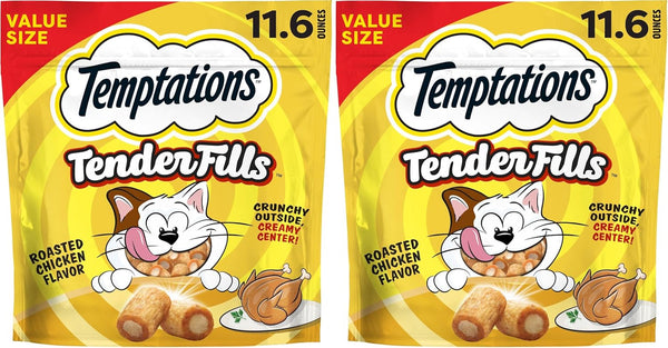 Temptations Tender Fills Adult Cat Treats, Festive Feast Flavor, 11.6 Oz | 2X More Creamy Filling than Classic, Real Meat, No Artificial Flavors, Crunchy Shell with Soft Center, Resealable Pouch9
