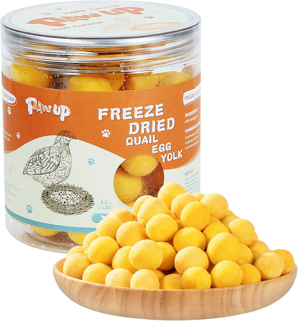 PAWUP Freeze Dried Quail Egg Yolk Pet Treats, Freeze-Dried Pet Food for Dogs, Cats, Pure Fresh Ingredient, 4.2 Oz, Rawhide Free, Gluten&Grain Free1