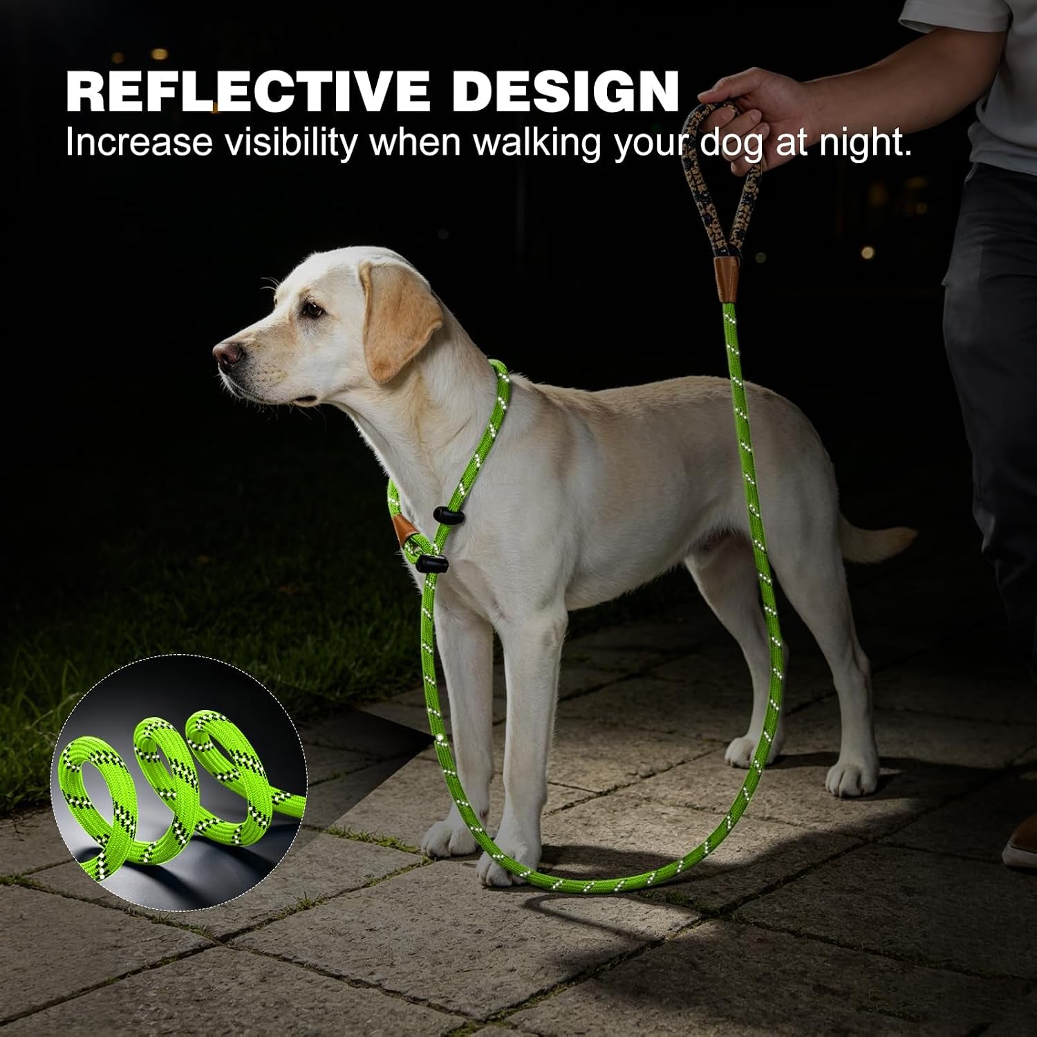 lynxking-slip-lead-dog-leash-reflective-heavy-duty-comfortable-strong-rope-for-large-medium-small-dogs-no-pull-pet-training-light-green-large-1-2in-x-6ft-slip-lead