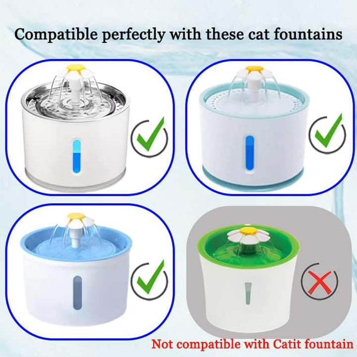 4/12/16 Pack Cat Water Fountain Filters, Cirfifth Triple Filtration System Pet Cat Fountain Filter Replacement for 84Oz/2.5L Automatic Cat Fountain (12 Pack)+2