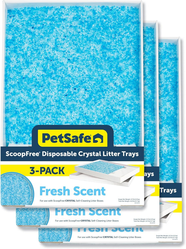 Petsafe Scoopfree Self-Cleaning Cat Litter Box Tray Refills with Premium Blue Non-Clumping Crystals, 3-Pack1