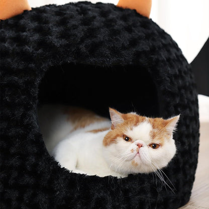 Funny Cat Bed Halloween Large Cat Cave Nest Warm Cute Kitten Bed Mattress Cartoon Ultra Soft Plush Removable Cushion9