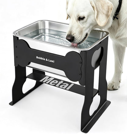 Bobbie & Laxi 14" Elevated Dog Water Bowl, 2.4 Gal Stainless Steel Bowl | Reduces Neck & Joint Strain for Large or Senior Dogs; Rust-Resistant Steel Bowl, Iron Stand1