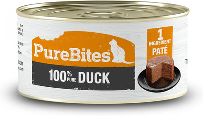 Purebites 100% Pure Duck Pate Cat Treat | 2.5Oz Can | Only 1 Ingredient | Case of 121
