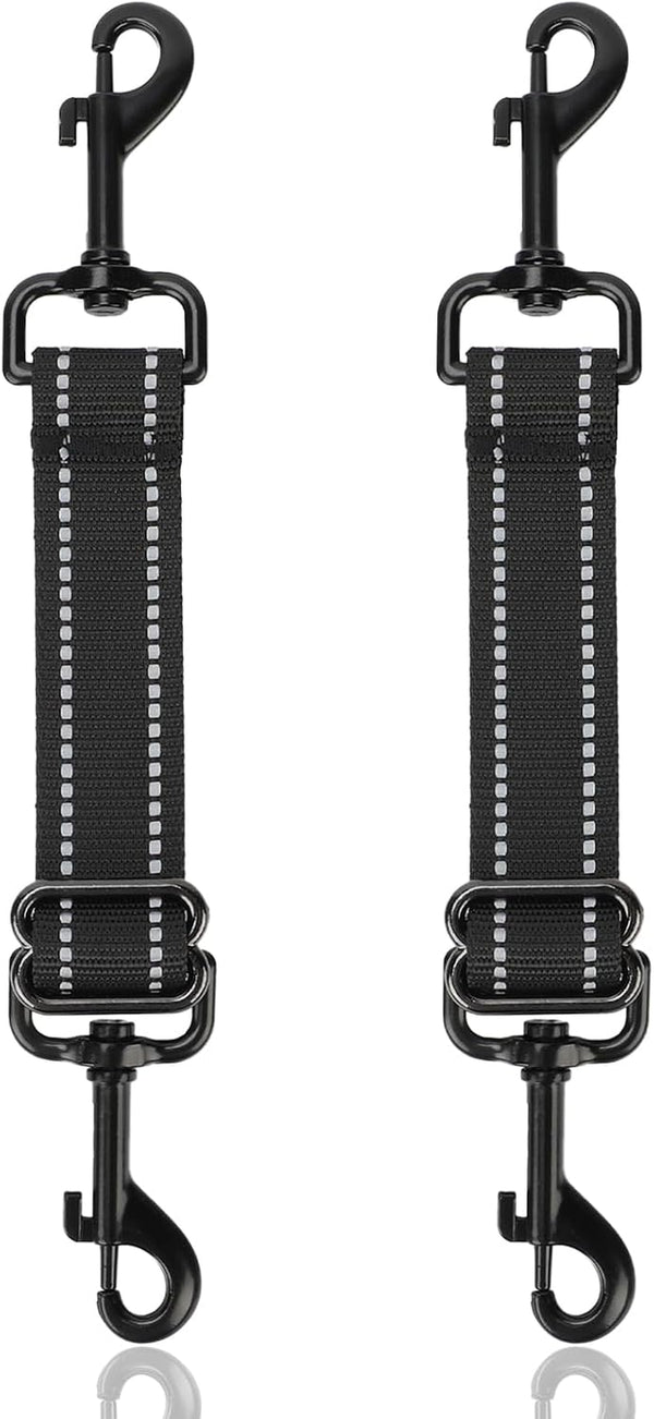 YUEPET Dog Safety Collar Clips 2 Pack Adjustable Prong Backup Clips Reflective Double Ended Backup Clasp Leash Connector for Dog Harness to Collar Safety Clip(Grey+Black) | Prong Collar Backup, Double-Ended Clips, Harness to Collar Connector, Reflective Strap, 7-8.2 in Adjustable Length, 2 Pack14