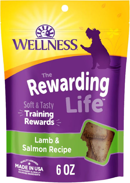 Wellness Rewarding Life Soft Dog Training Treats, Natural, Grain Free, Lamb and Salmon Recipe, 6 Oz Bag1