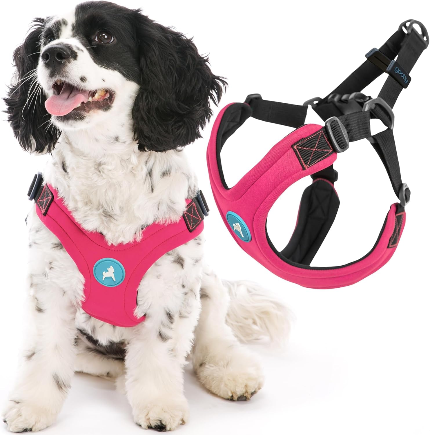 gooby-escape-free-sport-harness-red-medium-no-choke-step-in-patented-neoprene-small-dog-harness-with-four-point-adjustment-perfect-on-the-go-dog-harness-for-medium-dogs-no-pull-and-small-dogs