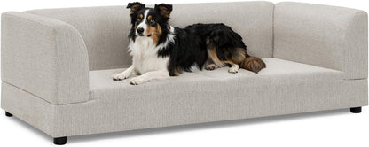 Oversized Dog Sofa Couch for Medium & Large Dogs, Modern Pet Couch Bed with Backrest & Armrests, Supportive Foam Cushion, Linen Fabric Dog Couch2