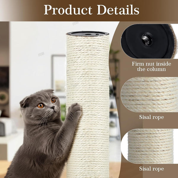 4 PCS M8 15.7 X 2.75 Inch Cat Scratching Post Replacement, Sisal Pole Cat Tree Replacement Post with Screws, Refill Scratcher Posts for Indoor Kitten Tree Tower Spare Cats Furniture Protector4