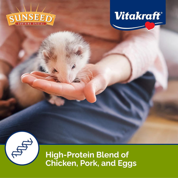 Sunseed Vita Prima Ferret Food - 3 Lb. Resealable Bag – High-Energy Protein from Chicken Pork & Eggs – Added Vitamins and Minerals – No Artificial Colors or Flavors3
