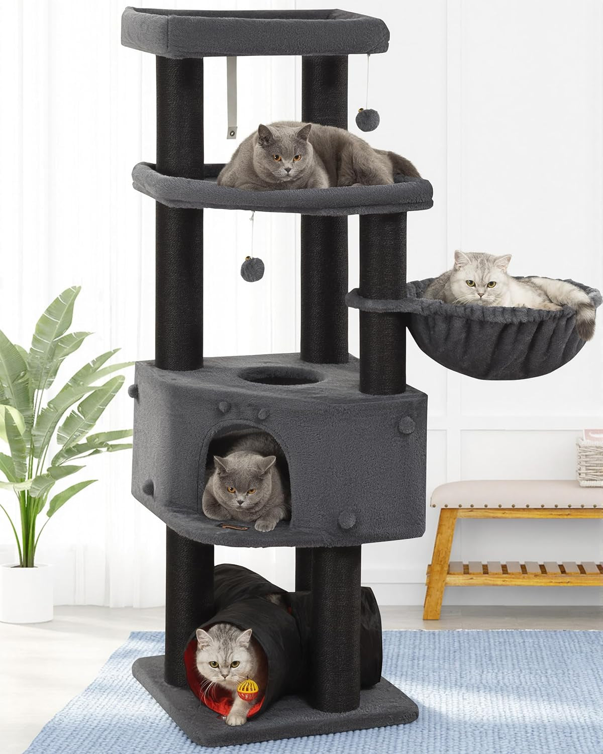 small-cat-tree-tower-for-indoor-cats-40-in-medium-cat-bed-scratching-posts-multi-level-compact-kitty-kitten-houses-climbing-trees-stands-with-2-condos-sisal-post-perch-platform-hammock-plush-toy-balls
