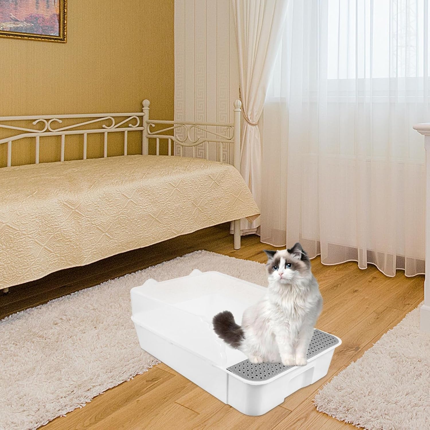 detachable-semi-enclosed-cat-litter-box-splash-resistant-small-white-cat-toilet-pan-for-indoor-kitten-training-and-litter-housebreaking