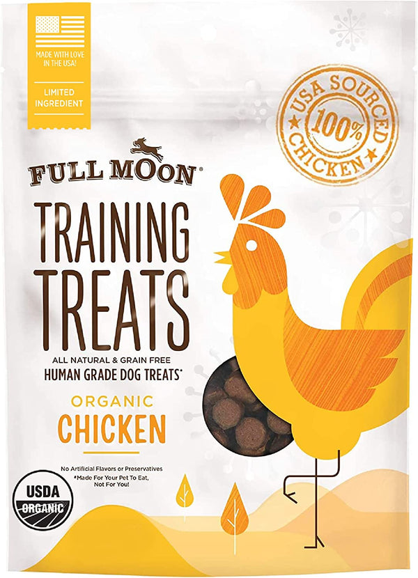 Full Moon USDA Organic Chicken Training Treats Healthy All Natural Dog Treats Human Grade 175 Treats 6 Ounce (Pack of 1) | Organic Chicken, Human Grade, No Corn, No Wheat, No Soy, Glycerin Free, Made in the USA1
