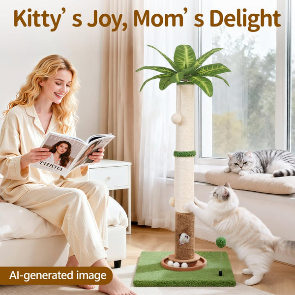35" Tall Palm Tree Cat Scratching Post Vertical for Indoor Cats | Vertical Pole Post for Indoor Cat7