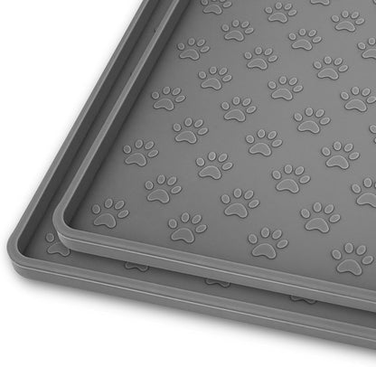 Ptlom Pet Placemat for Dog and Cat, Mat for Prevent Food and Water Overflow, Suitable for Small, Medium and Big Pet, 18" 12", Grey, Silicone23