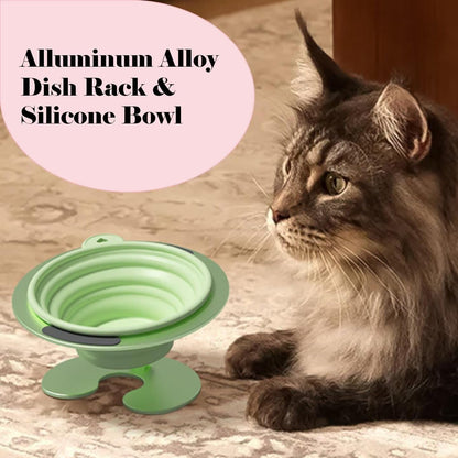 Collapsible Elevated Cat Dog Food Bowl, Portable Raised Pet Food Water Dish, Adjustable Tilted Food Feeder for Indoor Outdoor Cats Dogs, Whisker Friendly Cat Feeding Watering Dish for Travelling7