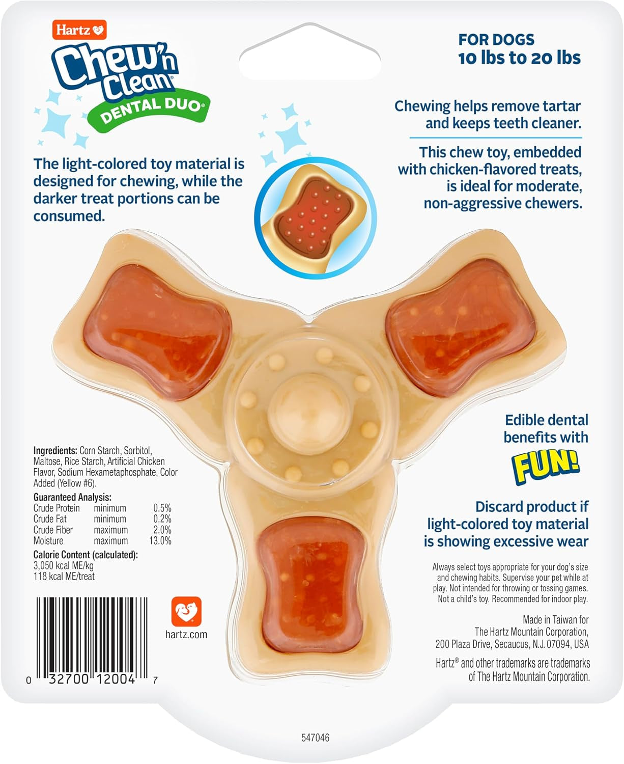 hartz-chew-n-clean-chew-toy-and-treat-in-one-chicken-flavored-tri-point-dog-toy-small