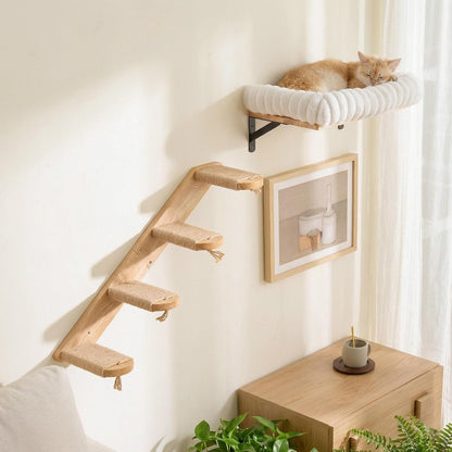 FUKUMARU Cat Wall Shelves, 17 X 10 Inch, Soft Cushion | Solid Rubber Wood Floating Shelf with Upgraded Installation, Kitten Wall Furniture for Sleeping, Playing and Scratching8