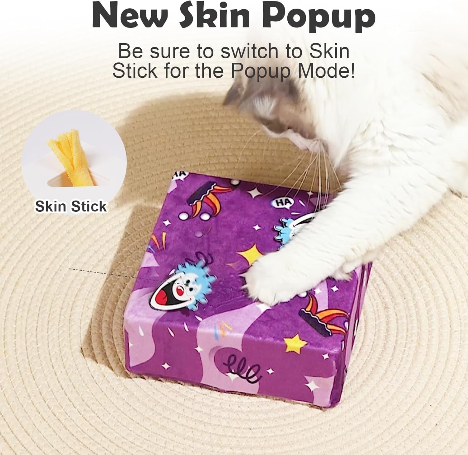interactive-cat-toys-migibox-for-indoor-bored-cats-automatic-pop-out-feathers-from-7-holes-randomly-motion-activated-usb-rechargeable-purple-skin
