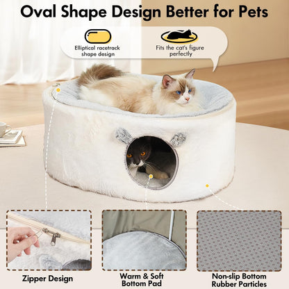 Zoratoo Enclosed Cat House for Indoor Cats, Pet Cave with Washable Cover | Portable Raised Pet Bed, Sturdy Metal Frame, Detachable Washable Cover, Oval Shape Cuddle Bed for Sleeping Kittens6