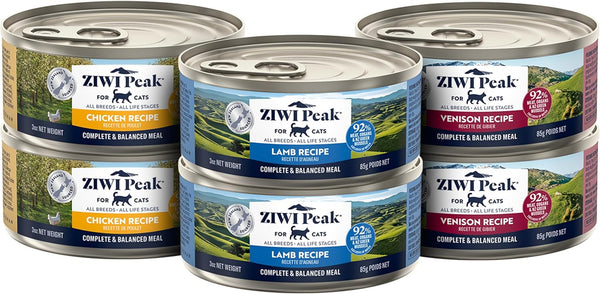ZIWI Peak Wet Cat Food Variety Pack - Beef, Chicken, Lamb, Mackerel & Lamb, Mackerel, Venison, 6 Pack (3Oz Each)10