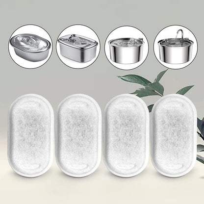 Cat Water Fountain Filters for 108/3.2L& 67Oz/2L Stainless Steel Pet Water Dispenser Fountain Filter Replacement with 8 Sponges (8 Filters&8 Sponges)2