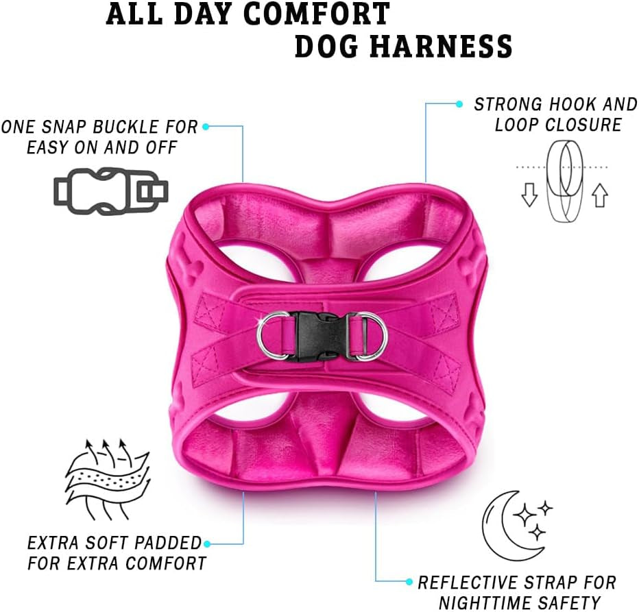 comfort-fit-step-in-dog-puppy-harness-comfortable-all-weather-dog-vest-harness-adjustable-soft-padded-easy-to-put-on-for-small-medium-sized-dogs-plush-both-side-velvet