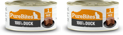 Purebites 100% Pure Duck Pate Cat Treat | 2.5Oz Can | Only 1 Ingredient | Case of 129