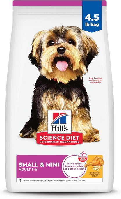 Hill'S Science Diet Adult 1-6 Small & Mini Dry Dog Food | #1 Veterinarian Recommended, Chicken & Brown Rice, 4.5 Lb. Bag1