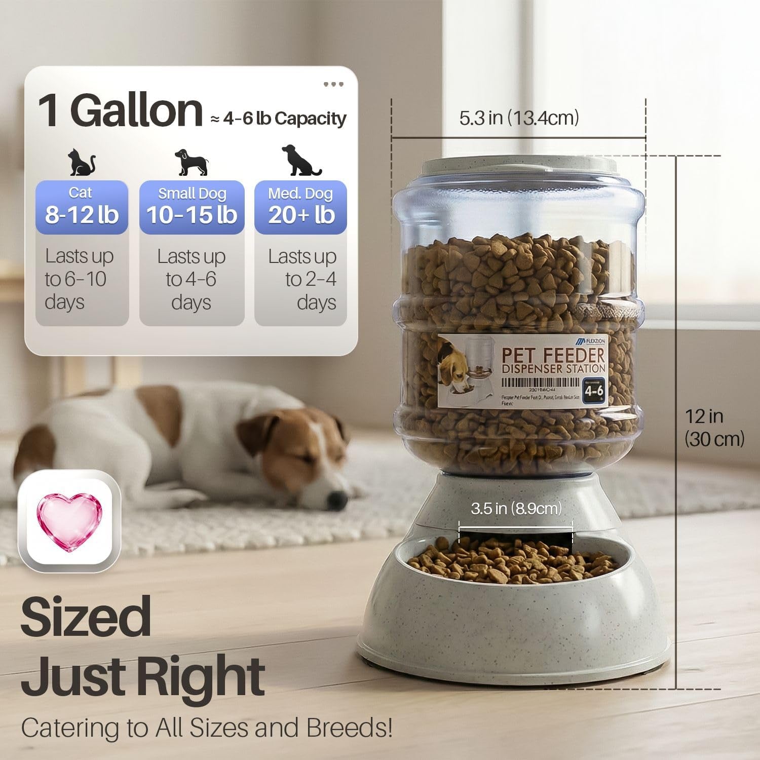 flexzion-gravity-pet-feeder-dog-and-cat-food-dispenser-1-gallon-capacity-self-replenishing-dry-food-station-with-non-skid-feet-and-a-carry-handle-holds-approximately-4-6-lb-of-kibble