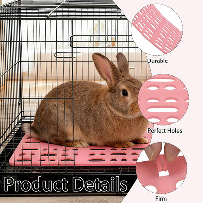 18 Pack Plastic Rabbit Cage Mat, Bunny Resting Mats for Cage with Snap Joint, Breathable Small Animal Feet Pads for Guinea Pigs, Chinchilla, Pet - White, Blue, Pink3