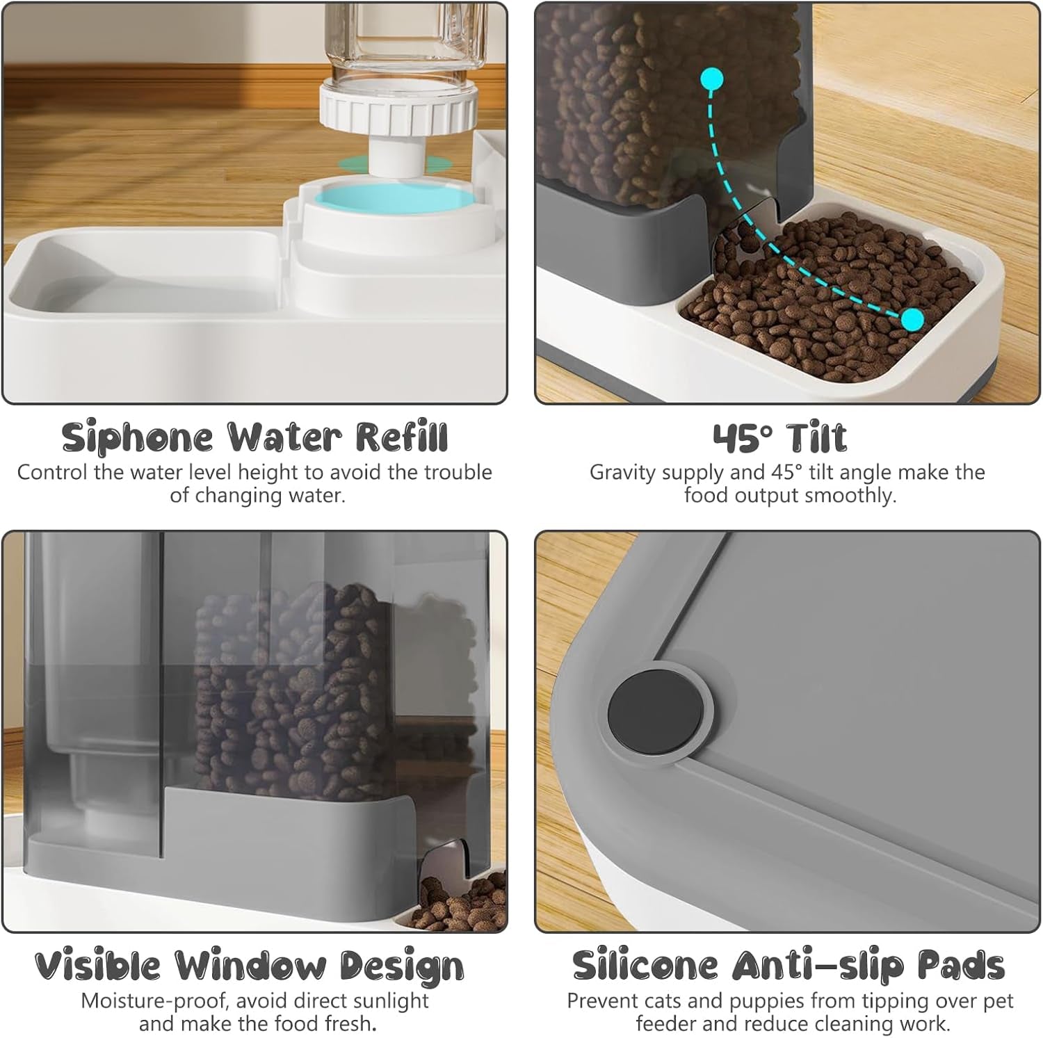 gearroot-automatic-cat-feeder-and-water-dispenser-2-in-1-gravity-pet-food-feeder-and-water-dispenser-detachable-cat-food-dispenser-for-small-dogs-and-cats-gray