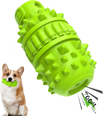 PIFFZEDO Dog Toys for Aggressive Chewers,Interactive Natural Rubber Chew & Squeaky Toy for Large Medium Breed,Dog Toothbrush,Tough & Durable (Green,Large)10
