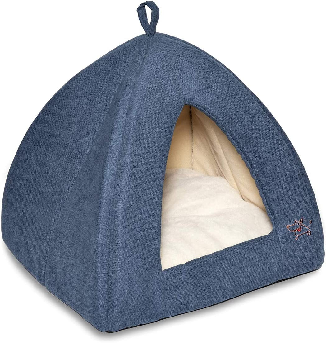 best-pet-supplies-cat-bed-for-indoor-cat-domed-tent-house-with-removable-pillow-covered-cat-cave-for-small-dog-puppies-and-all-breeds-of-cats-tan-19-x-19-x-h-19