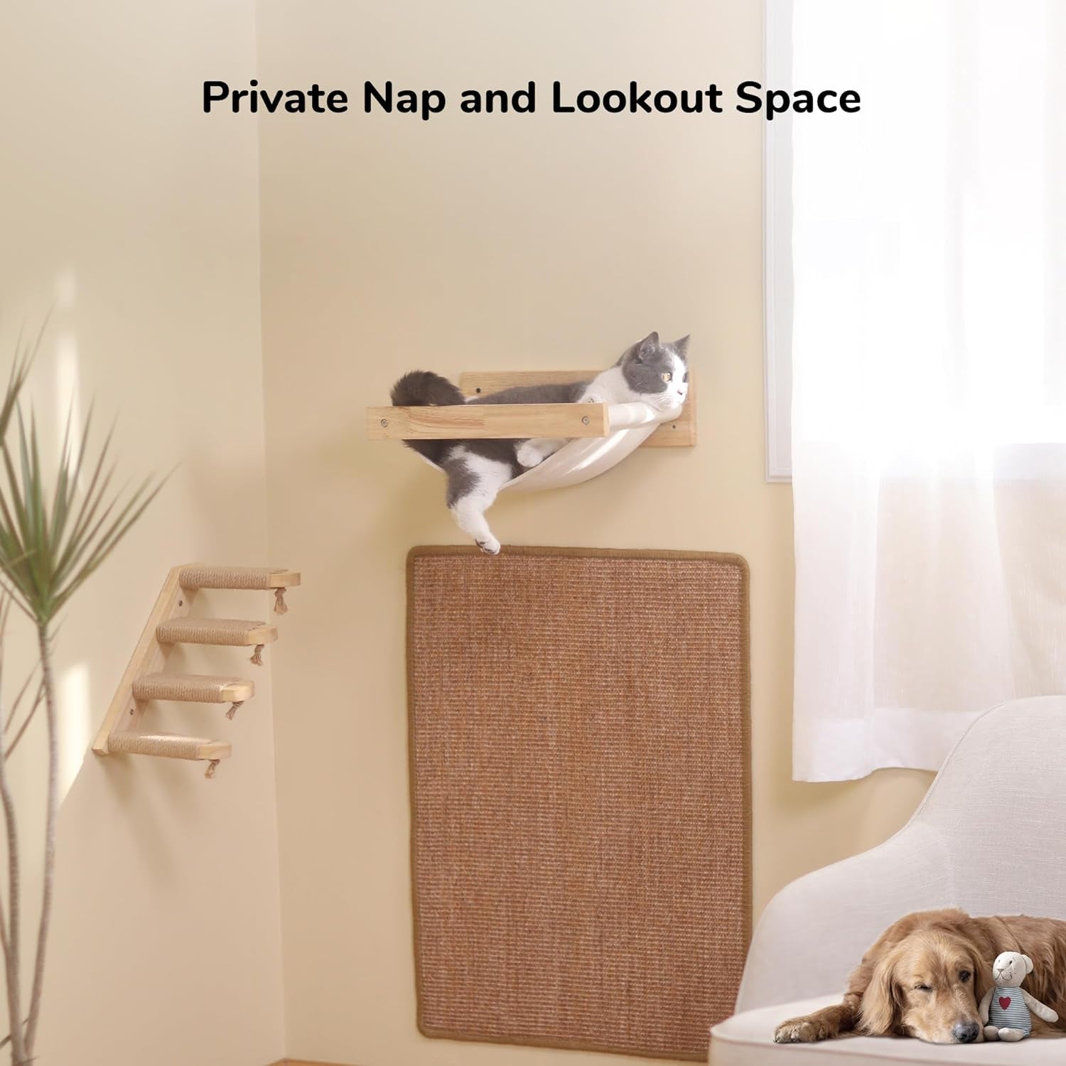 fukumaru-hammock-wall-mounted-cat-beds-and-perches-wooden-kitten-walls-furniture-stable-cats-shelves-for-sleeping-playing-climbing-lounging-black-stripe