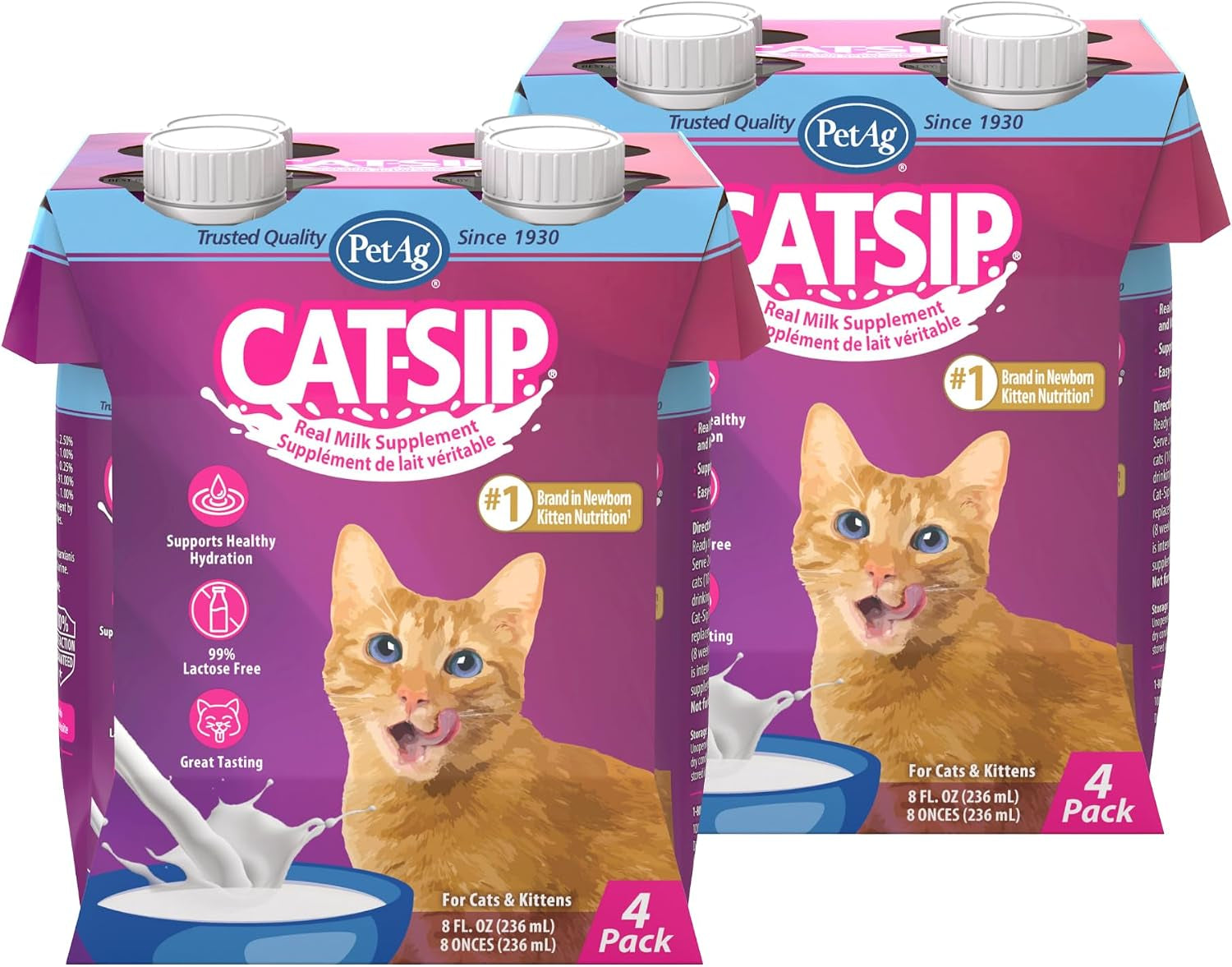 pet-ag-cat-sip-real-milk-8-oz-4-pack-ready-to-feed-snack-for-cats-kittens-easy-to-digest-with-99-lactose-free-low-fat-grade-a-milk-encourages-hydration