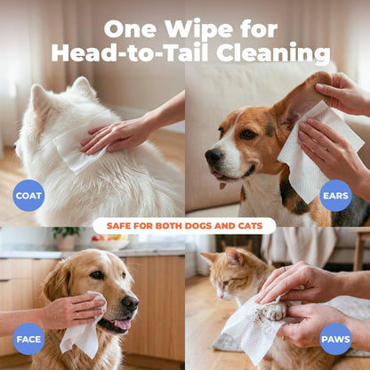 Best Pet Supplies Cleaning Dog Wipes - Hydrating Aloe, 100 Count | Unscented, Large 8X9" Pet Wipes, Vitamin E, Puppy & Cat Safe, Gentle Grooming, Resealable Pouch Prevents Drying3