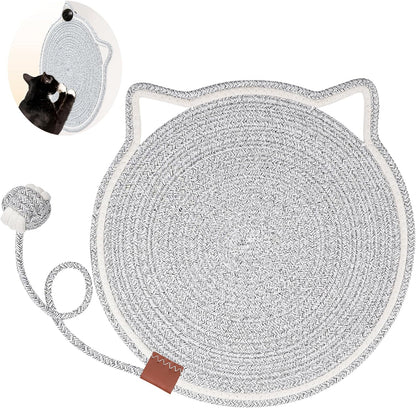 Cat Scratcher Mat, Natural Cotton Rope Cat Scratch Pad, 15.7'' round Horizontal Floor Cat Scratching Pads for Indoor Cats, Cat Furniture Protector for Wall, Couch, Carpets, Sofas10