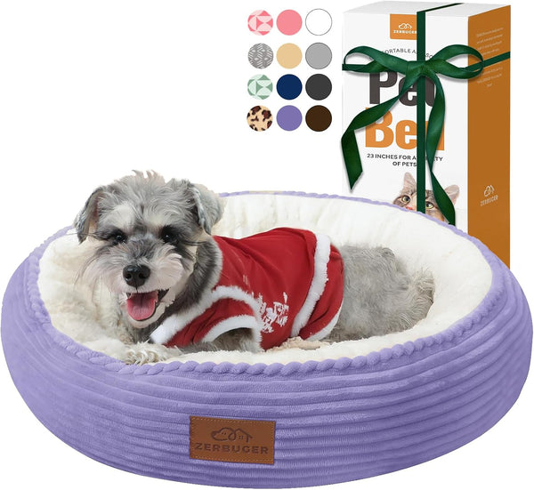 Zerbuger 20In Washable Cat Beds for Indoor Cats - round Donut Pet Bed for Cats, Small Dogs, Puppy, Kitten - Anti-Slip Bottom, Calming Bed Gift - Pink25