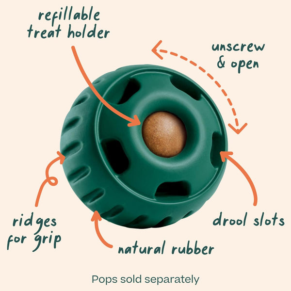 WOOF Pupsicle Interactive Dog Ball Toy for Dogs 25-75 Lbs - Green | Long-Lasting Enrichment Toy for Medium/Large Dogs, Easy-Fill Design, Low-Mess Play, Made of Natural Rubber, Easy to Clean2