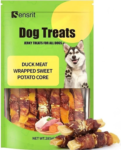Duck Meat Wrapped Sweet Potato Dog Treats - 10 Oz (285G) Natural Jerky, Hypoallergenic for Sensitive Stomachs, Fiber-Rich, Healthy Snacks for Dogs1