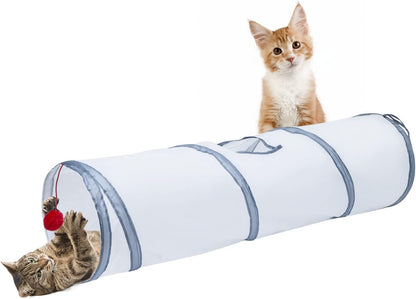 Sheldamy Cat Tunnel, S-2-Way Cat Tunnels for Indoor Cats, Collapsible Cat Play Tunnel, Interactive Toy Maze Cat House with 1 Play Ball for Cats, Puppy, Kitty, Kitten, Rabbit (Blue & Black)15